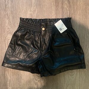 forever 21 black faux leather paper bag shorts size XL